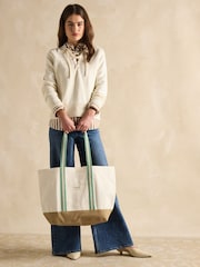 Joules Promenade Neutral Canvas Beach Bag - Image 3 of 7