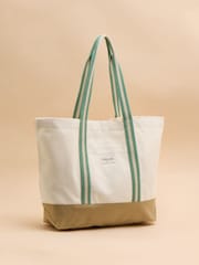 Joules Promenade Neutral Canvas Beach Bag - Image 4 of 7