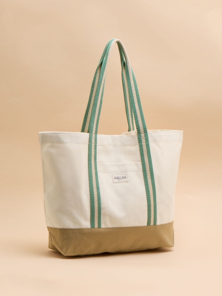 Joules Promenade Neutral Canvas Beach Bag - Image 4 of 7
