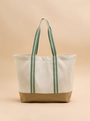 Joules Promenade Neutral Canvas Beach Bag - Image 5 of 7