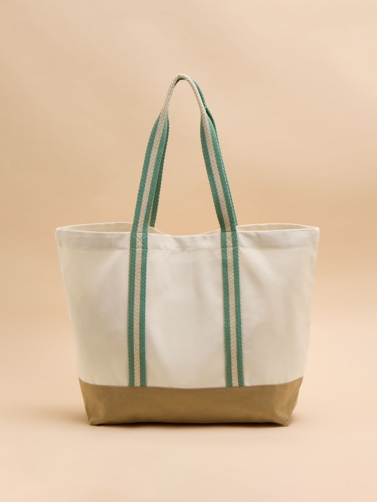 Joules Promenade Neutral Canvas Beach Bag - Image 5 of 7