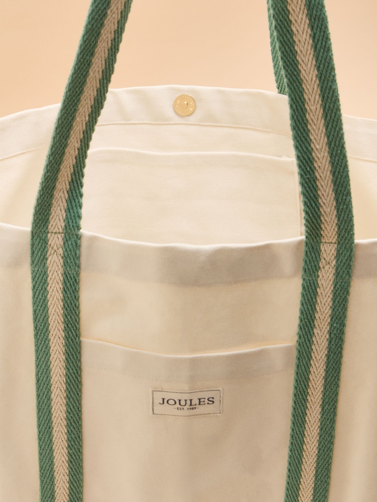 Joules Promenade Neutral Canvas Beach Bag - Image 6 of 7