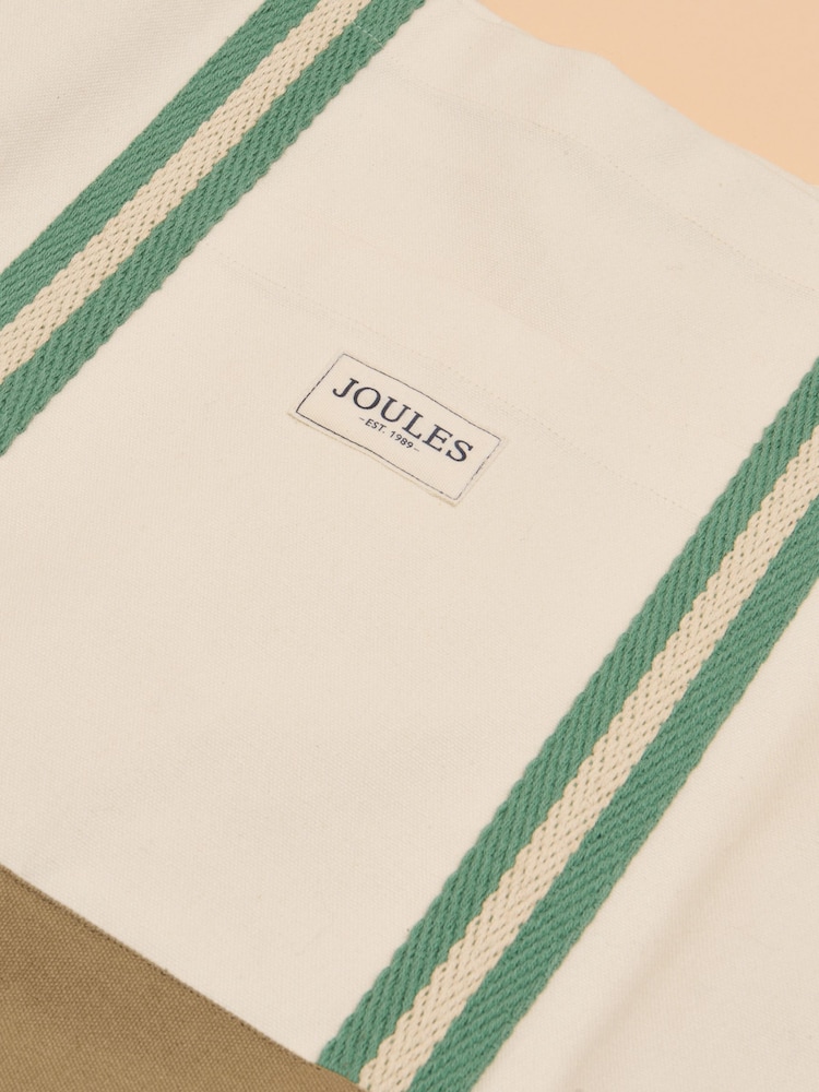 Joules Promenade Neutral Canvas Beach Bag - Image 7 of 7