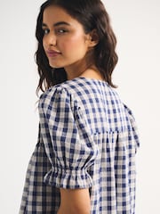 Blusa de cuello cuadrado con estampado de cuadros seersucker de Abercrombie & Fitch - Imagen 5 de 8