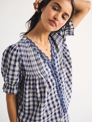 Blusa de cuello cuadrado con estampado de cuadros seersucker de Abercrombie & Fitch - Imagen 6 de 8