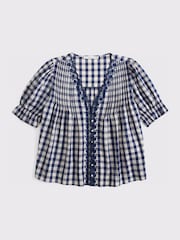 Blusa de cuello cuadrado con estampado de cuadros seersucker de Abercrombie & Fitch - Imagen 8 de 8