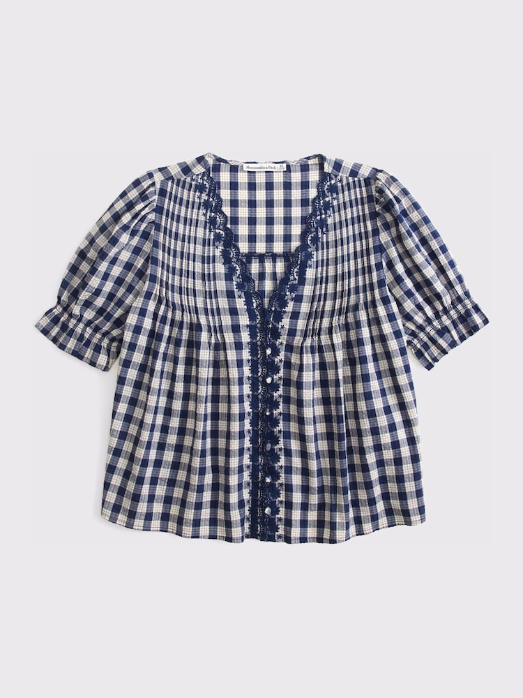 Blusa de cuello cuadrado con estampado de cuadros seersucker de Abercrombie & Fitch - Imagen 8 de 8 Blusa de cuello cuadrado con estampado de cuadros seersucker de Abercrombie & Fitch - Imagen 8 de 8