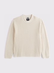 Abercrombie & Fitch Pulover tricotat din bumbac cu guler întors și torsadat - Imaginea 1 din 1