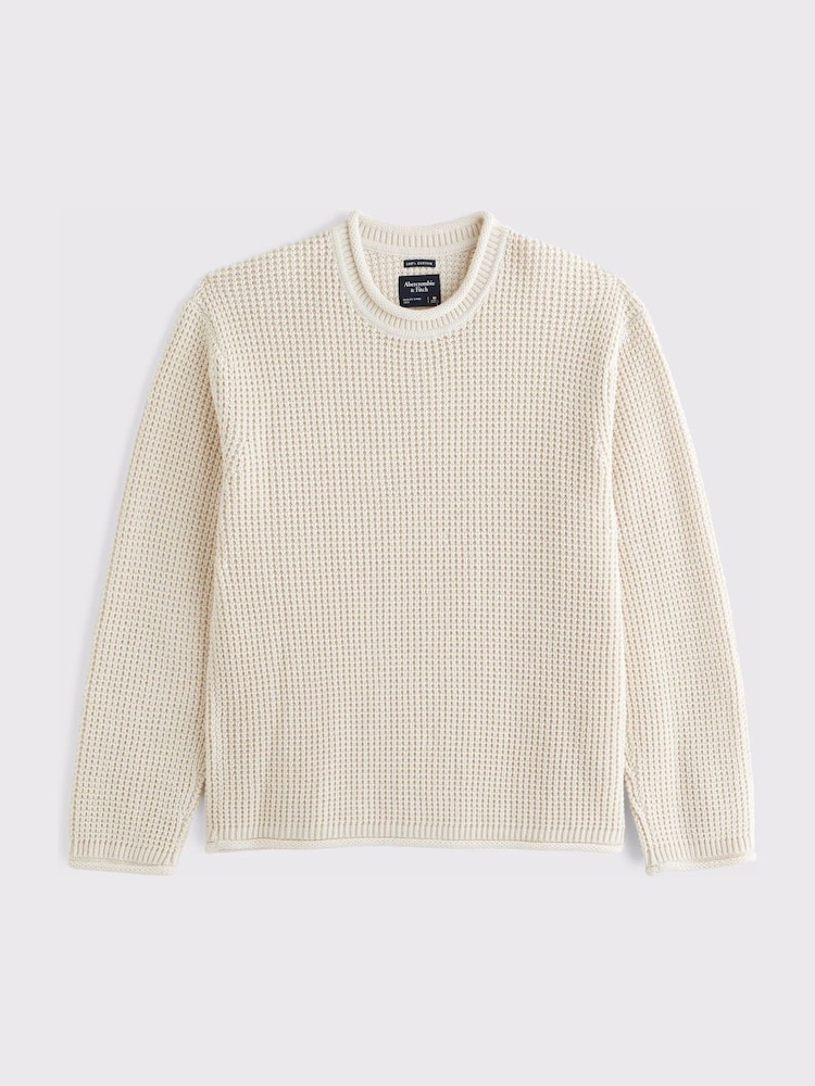 Abercrombie & Fitch Pulover tricotat din bumbac cu guler întors și torsadat - Imaginea 1 din 1