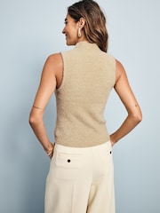 Gold Sparkle Tinsel Sleeveless Knitted Tank Vest Top - Image 3 of 7