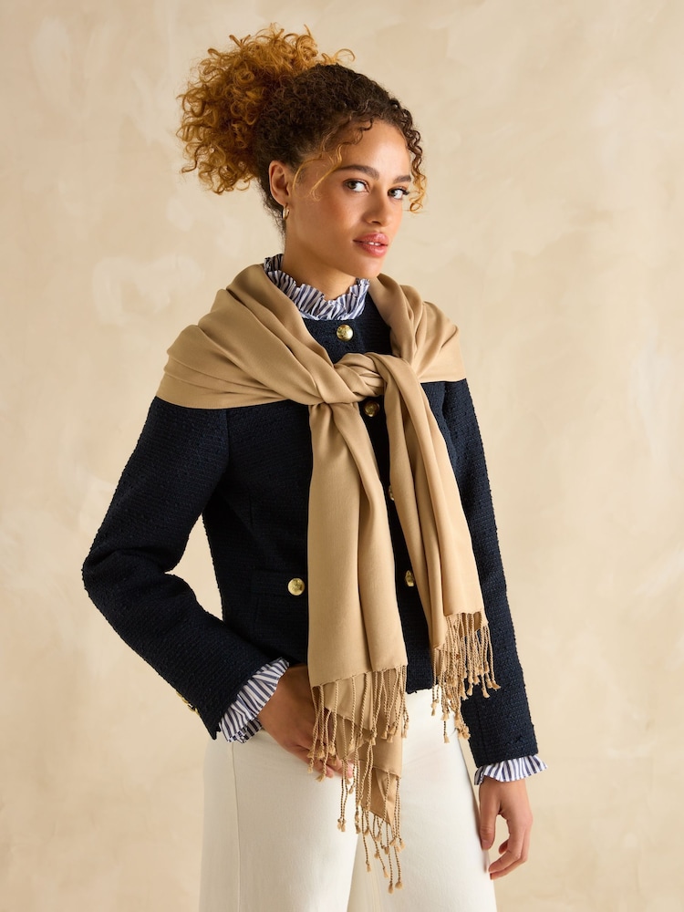 Joules Ascot Cream Pashmina Style Scarf - Image 1 of 5