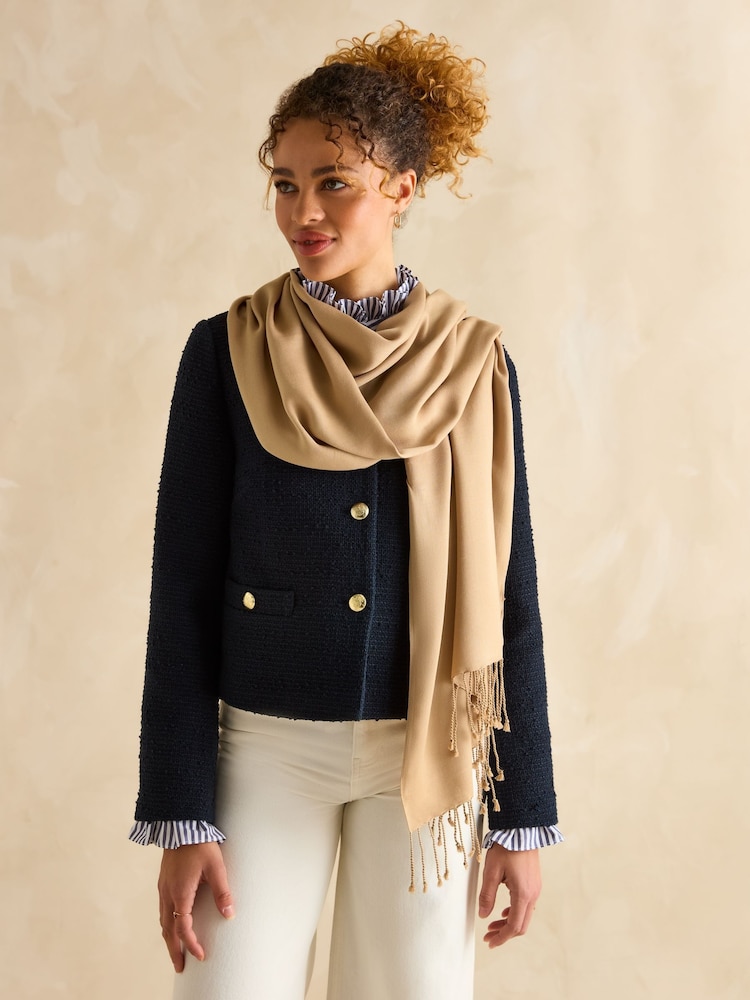 Joules Ascot Cream Pashmina Style Scarf - Image 2 of 5