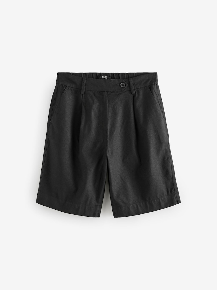 Zwart - Linen Rich City Knee Shorts - Image 4 of 6