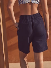 marine - Shorts du genou riche en lin - Image 3 de 7