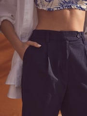 marine - Shorts du genou riche en lin - Image 4 de 7