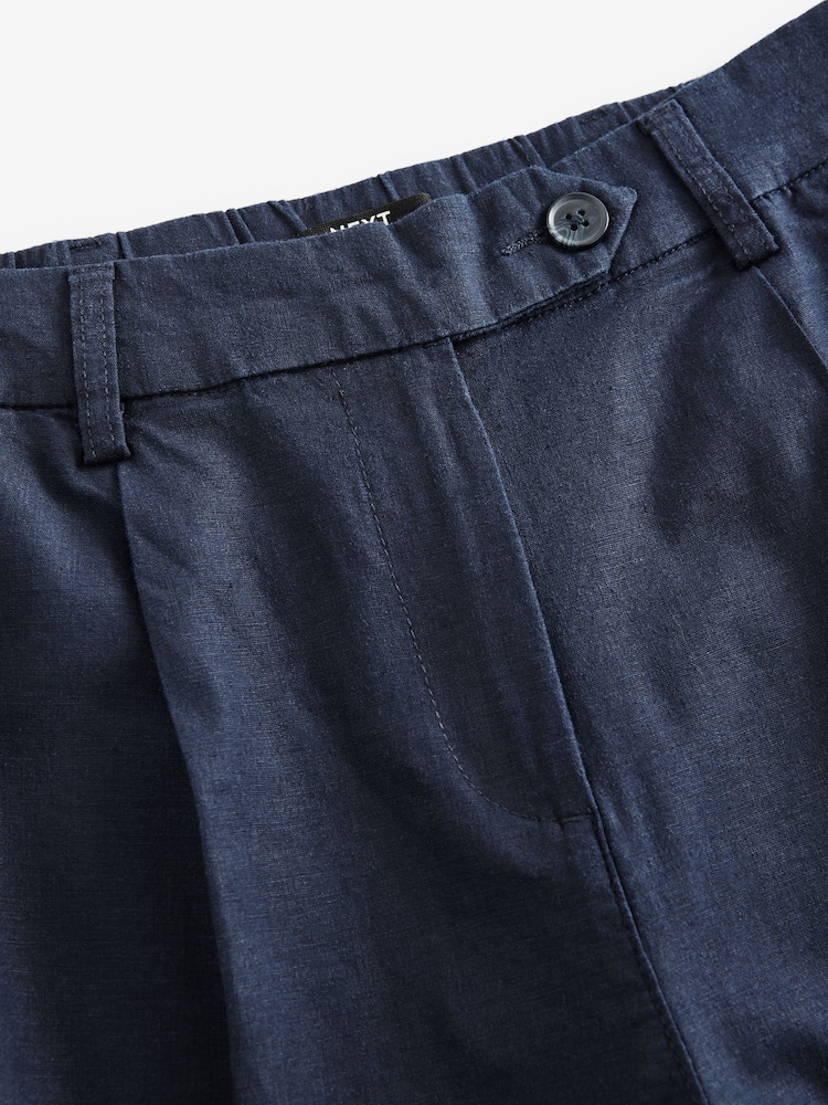 Marineblauw - Linen Rich City Knee Shorts - Image 6 of 7