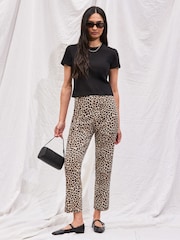Ro&Zo Animal Petite Leopard Print 7/8 Capri - Image 1 of 6