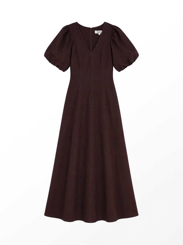 Ro&Zo Brown Puff Sleeve Cotton Dress - Image 7 of 7 Ro&Zo Brown Puff Sleeve Cotton Dress - Image 7 of 7