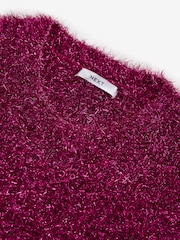 Pink Sparkle Tinsel Short Sleeve Knitted T-Shirt Jumper - Image 7 of 8