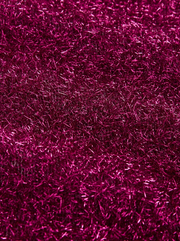 Pink Sparkle Tinsel Short Sleeve Knitted T-Shirt Jumper - Image 8 of 8