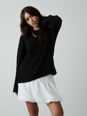 Black Boucle Knitted Crew Neck Jumper - Image 2 of 7