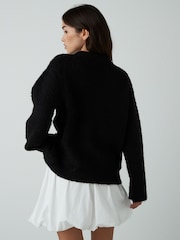 Black Boucle Knitted Crew Neck Jumper - Image 3 of 7