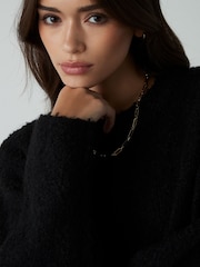 Black Boucle Knitted Crew Neck Jumper - Image 4 of 7