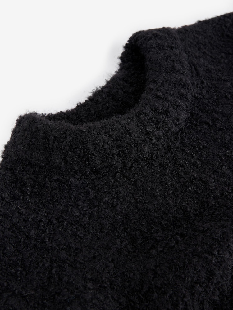 Black Boucle Knitted Crew Neck Jumper - Image 6 of 7