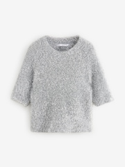 Silver Sparkle Tinsel Short Sleeve Knitted T-Shirt Jumper - Image 6 of 9