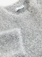 Silver Sparkle Tinsel Short Sleeve Knitted T-Shirt Jumper - Image 7 of 9