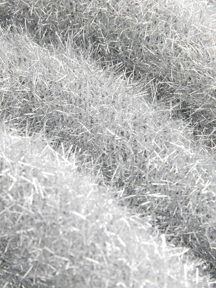 Silver Sparkle Tinsel Short Sleeve Knitted T-Shirt Jumper - Image 9 of 9
