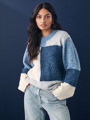 Blue Boucle Knitted Crew Neck Jumper - Image 2 of 8