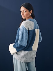 Blue Boucle Knitted Crew Neck Jumper - Image 4 of 8