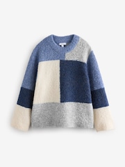 Blue Boucle Knitted Crew Neck Jumper - Image 6 of 8