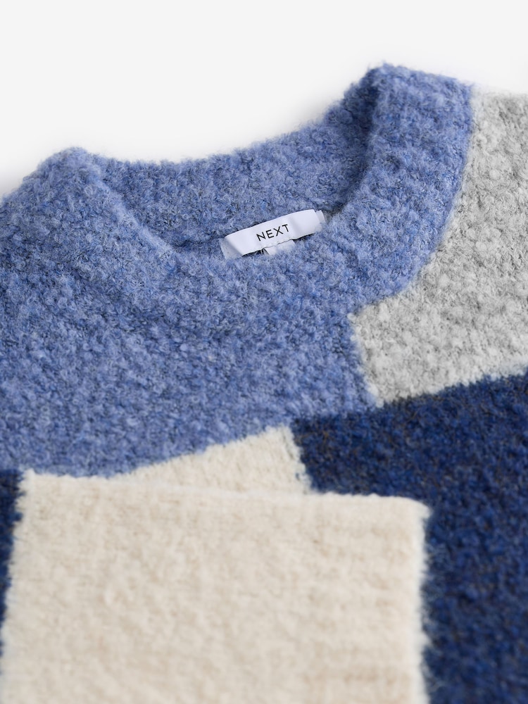 Blue Boucle Knitted Crew Neck Jumper - Image 8 of 8