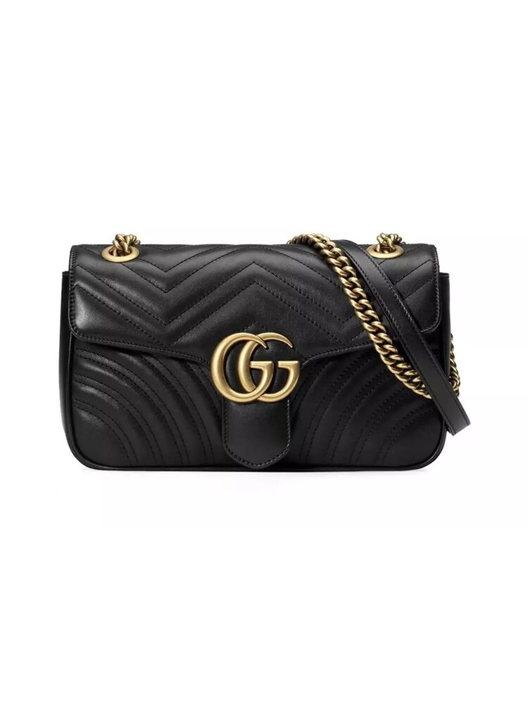 Gucci GG Marmont Small Quilted Leather Shoulder Black Bag with Chain Strap - Image 1 of 6
