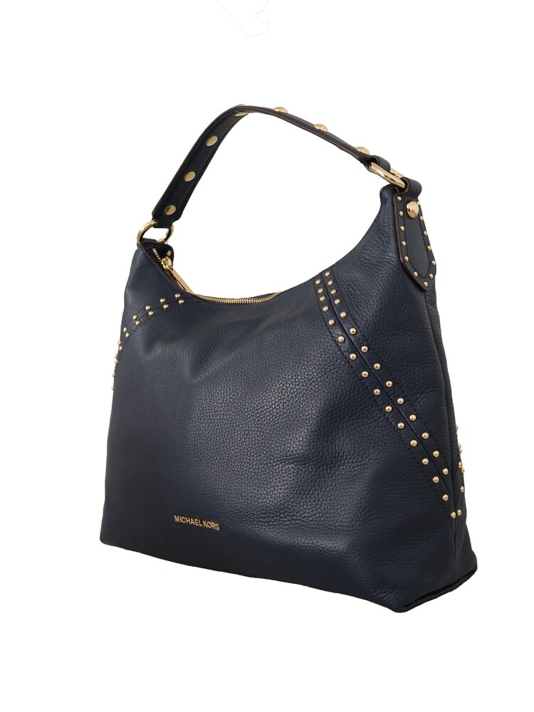 Michael Kors Blue Handbag Gold Tone Studs Shoulder Leather Bag - Image 2 of 6