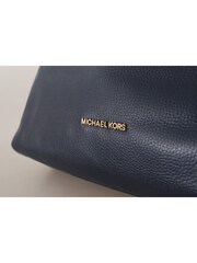 Michael Kors Blue Handbag Gold Tone Studs Shoulder Leather Bag - Image 4 of 6