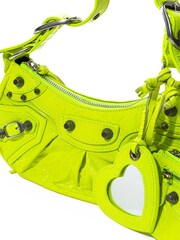 Balenciaga Yellow Neon Leather Shoulder Bag with Heart Mirror and Coin Purse - Image 3 of 6