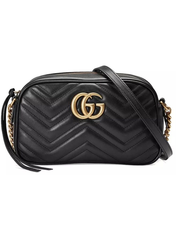 Gucci GG Marmont Quilted Leather Shoulder Black Bag with Chain Strap and Top Zipper Closure - Image 1 of 6