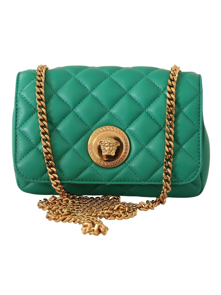 Versace Green Nappa Leather Versace Cross-Body Bag with Medusa Logo - Image 1 of 1