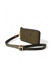 Dolce & Gabbana Green Mixed Material Pouch Bag with Gold Plaque Detailing - Image 2 of 6