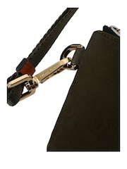 Dolce & Gabbana Green Mixed Material Pouch Bag with Gold Plaque Detailing - Image 6 of 6