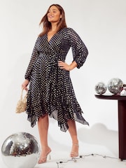 Friends Like These, Wickel-Midikleid mit Print, Curve - Bild 1 von 4