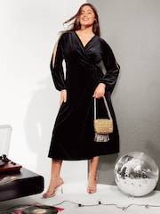 Friends Like These Curve Лонгслив Velvet Wrap средних размеров платья - Изображение 1 из 4