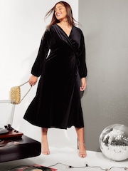 Friends Like These Curve Лонгслив Velvet Wrap средних размеров платья - Изображение 4 из 4