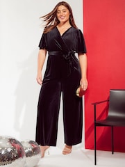 Friends Like These Curve Velvet Wrap Jumpsuit - Изображение 1 из 4