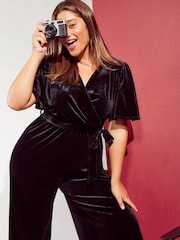 Friends Like These Curve Velvet Wrap Jumpsuit - Изображение 2 из 4