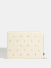 Skinnydip Ecru Cord Daisy Cute Flower Embroidered 13/14" Laptop Case - Image 1 of 5