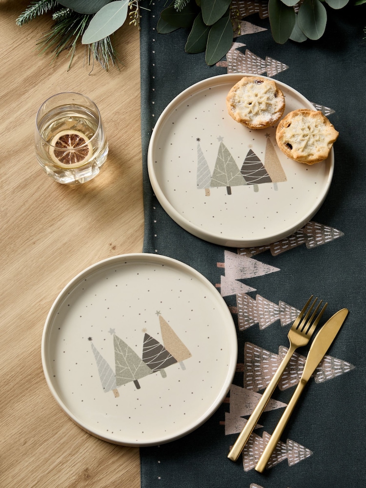 Set of 2 Green Christmas Trees Side Plates - Image 1 of 3